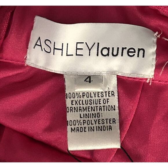 NWT Ashley Lauren V-Neck Open Back Choker Long Sleeve Sequin Fuchsia Jumpsuit 4 - Picture 8 of 8